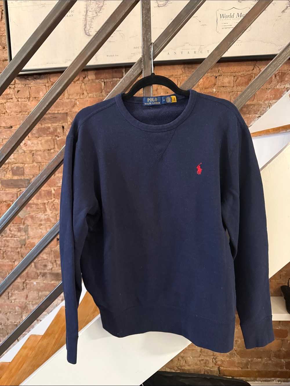 Polo by Ralph Lauren Navy Crewneck Sweatshirt with Red Pony